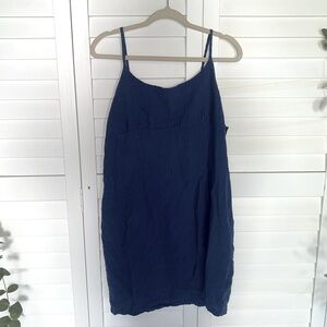 Blue summer dress with spaghetti straps